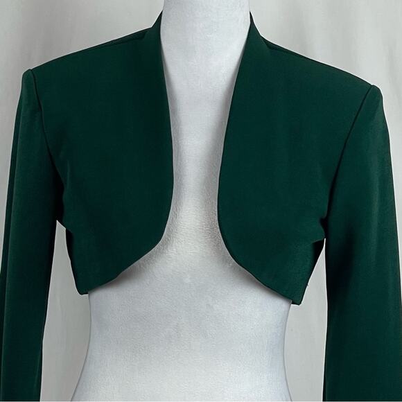 Betsy & Adam Green Rhinestone Party Evening Chic Bolero Shrug Jacket NWT Size 6 - Picture 2 of 9
